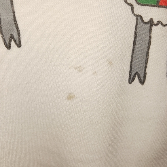 Vintage 1980s Fleece Navidad Sheeps Spanish Christmas Xmas Crewneck Sweatshirt - Picture 3 of 4
